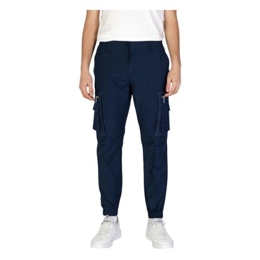 Blue Plain Trousers with Zip Fastening