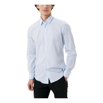 Blue Cotton Round Neck Long Sleeve Shirt