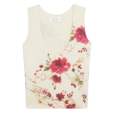 Sleeveless Top Ivory Burgundy