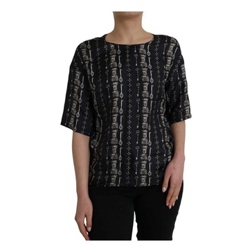 Medieval Key Print Silk Blouse