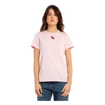 Heart Embroidered T-shirt with Logo Print