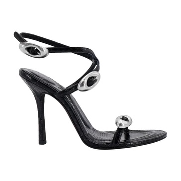 Leather sandals with croco print
