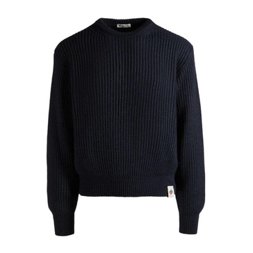 Ribbed Knit Sweater with Logo Patch