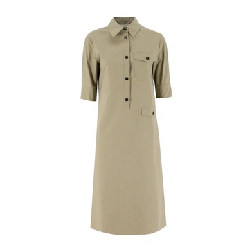 Stretch Cotton Shirt Collar Dress