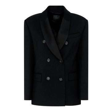 Black Wool Twill Double-Breasted Jacket