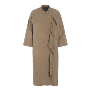 Elegant Nutmeg Dress with Vertical Ruffle