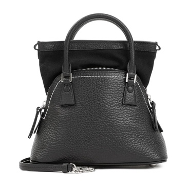 Black Leather Handbag with Chain Strap