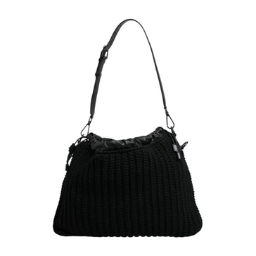 Luxurious Cashmere Knitted Leather Shoulder Bag