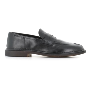 Black Leather Moccasin with Rubber Sole