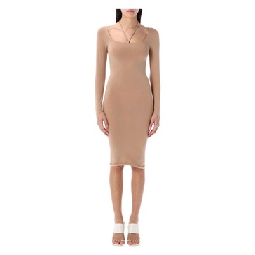 Elegant Jersey Midi Dress Nude