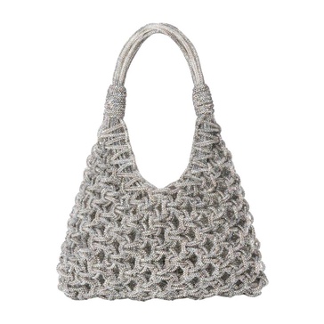 Crystal-Embellished Handwoven Bag