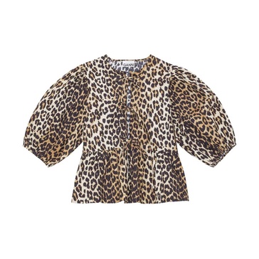 Brown Leopard Sweatshirt with Bow Closure