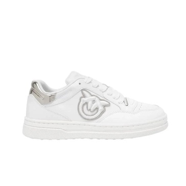 White Leather Sneakers with Love Birds Logo