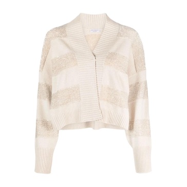 Striped Sequin-Embellished Cardigan