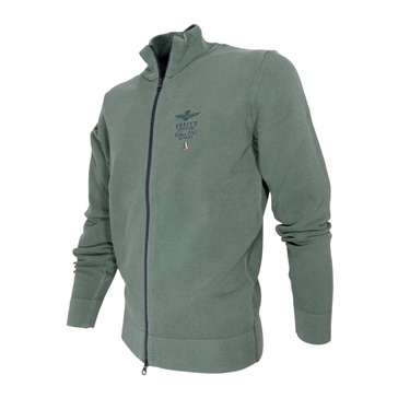 Green Cotton Full Zip Sweater MA1393