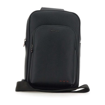 Black Leather Backpack with Zip Pocket