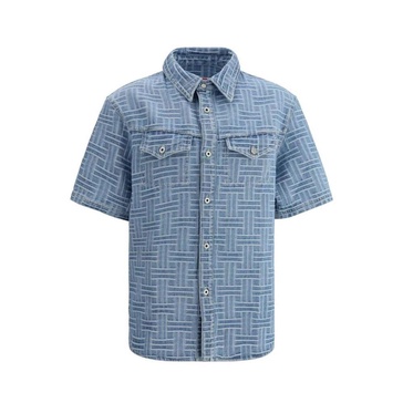 Geometric Pattern Denim Shirt