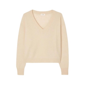 Vintage V-Neck Long Sleeve Wool Blend Jersey