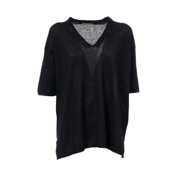 Linen and Cotton V-Neck Sweater