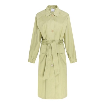 Green Trench Coat with Removable Belt