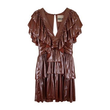 Short Dress with V-Neck and Ruffles