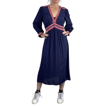 Long Sleeve Dress with Red Detail