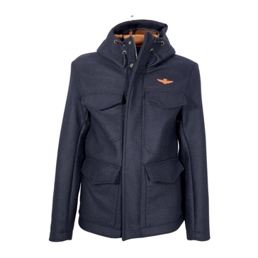 Mens Field Jacket with Hood, Blue