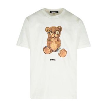 White Crew Neck T-shirt with Front Print
