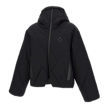 Black Down Jacket with Diamond Stitching