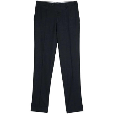 Navy Wool Blend Straight Cut Pants