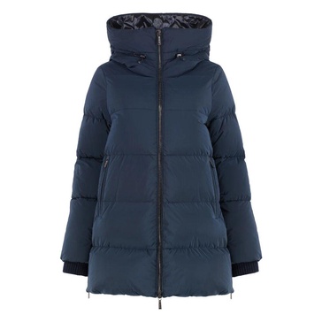 Hooded Down Jacket with Ribbed Cuffs