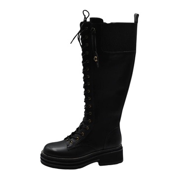 Black Leather Chelsea Combat Boots