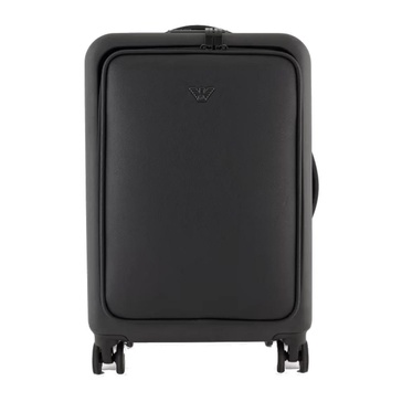 Black Unisex Trolley with Saffiano Detail