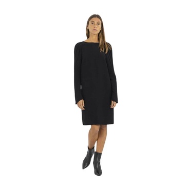 Short Dress with Boat Neck and Back Cutout
