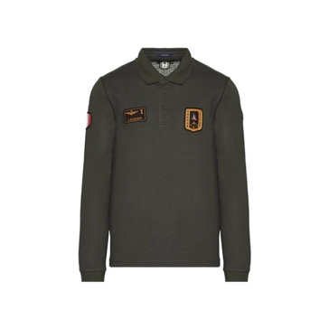 Long Sleeve Polo with Italian Air Force Patches
