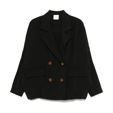 Black Button-Up Jacket with Flap Pockets