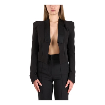 Cropped shiny jacket with pockets