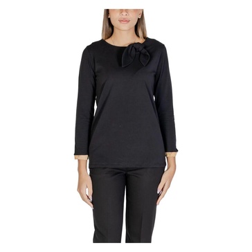Black Long Sleeve Knitwear Round Neck