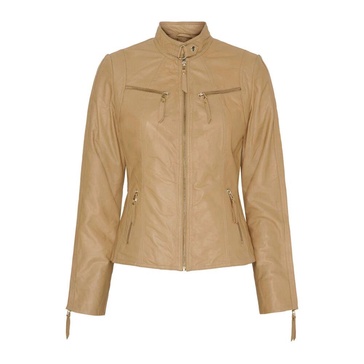 Lambskin Biker Jacket with Gold Accents