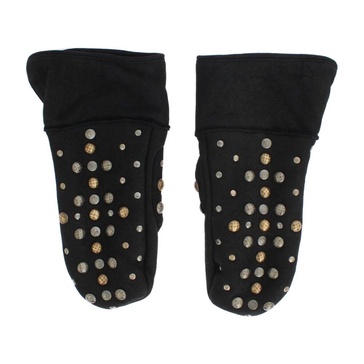 Studded Shearling Gloves - Black