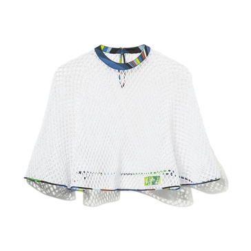 Bianco Cotton Poncho with Silk Trim
