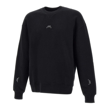 Black Cotton Sweatshirt with Mini Logos