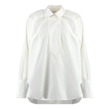 Cotton Poplin Blouse with Side Slits