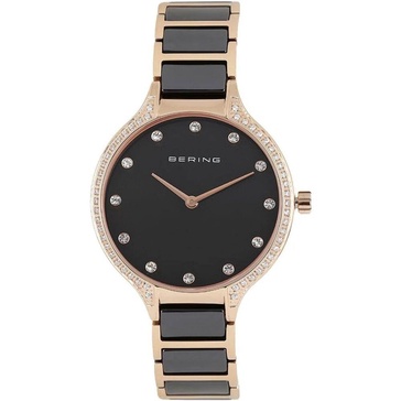 Ceramic Rosegold Watch with Stainless Steel Band