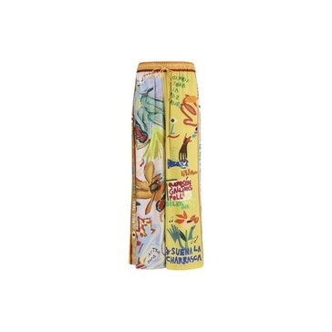 Multicolored Silk Wide Leg Pants