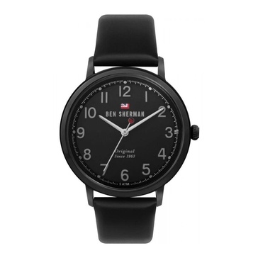 Black Leather Quartz Analog Watch
