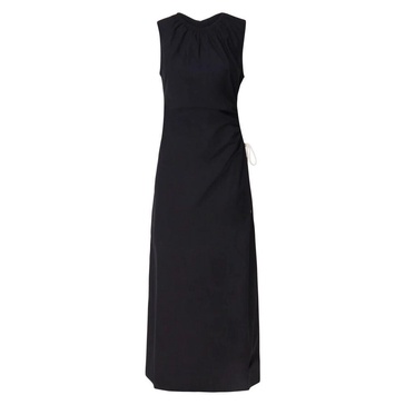 Black Longuette Dress with Round Collar