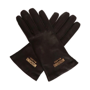 Leather gloves with logo