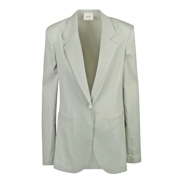 Linen Blazer with Revers and Padded Shoulders
