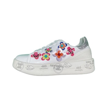 White and Grey Floral Sneakers